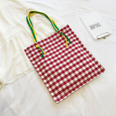 

Tailored Women Lattice Canvas Colorful Ribbons Shoulder Bags Messenger Bags Handle Bag