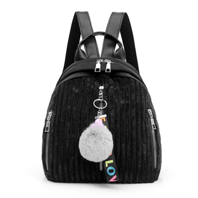 

Corduroy Backpack Travel Bag Dual-purpose GirlsBookbag Cloth Bag Campus Korean Version Baitao Pure Color