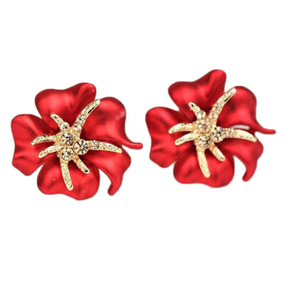 

New Popular Fashion Jewelry Exquisite Flowers Painted Diamond Starfish Earrings