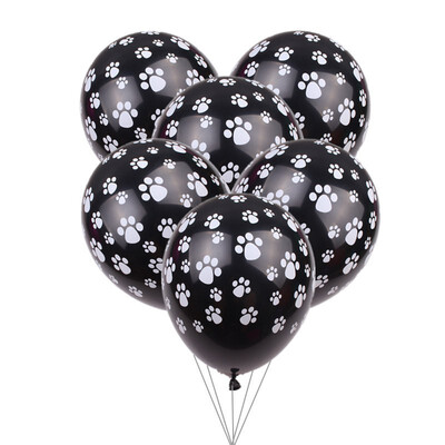 

FUNNYBUNNY Paw Prints A Round Biodegradable Latex Balloons White with Black Paw Prints All Around 12 Inch Birthday Balloons