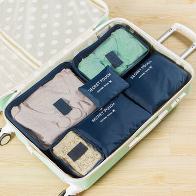

2019 New Style 6 Pieces Letter Zipper Clothes Underwear Socks Packing Cube Storage Travel Luggage Organizer Bag