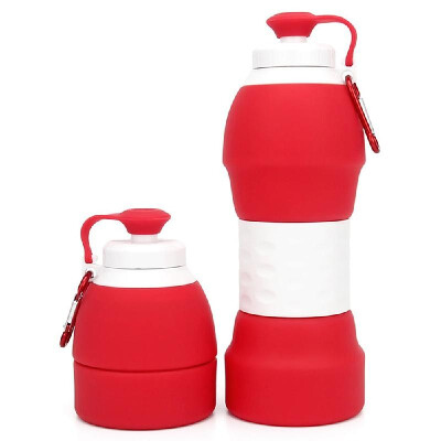 

580ml Collapsible Silicone Water Bottle with Carabiner for Cycling Gym Hiking Camping Travel Office