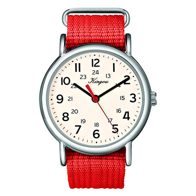 

Gobestart Stylish Cool All Arabic Numerals And 24 hour Military Time Nylon Belt Watch