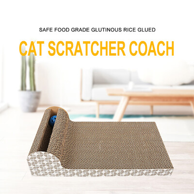 

Cat Scratcher Pad Scratching Coach Scratcher Bed Corrugated Cardboard with Bell Ball Cat Scratch Pay Toy