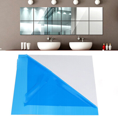 

Gobestart 9X Mirror Tile Wall Sticker Square Self Adhesive Room Decor Stick On Modern Art