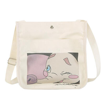 

Women Durable Single Shoulder Bag Cartoon Pure Canvas Student Handbags