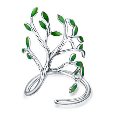 

Newest Drop Glaze Leaves Open Rings For Women Original Handmade Lady Prevent Allergy jewelry