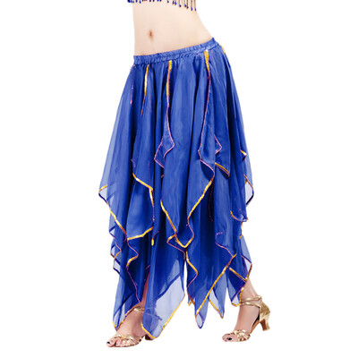 

Roseonmyhand Women Sequin Side Split Skirt Chiffon Belly Dance Performance Skirt
