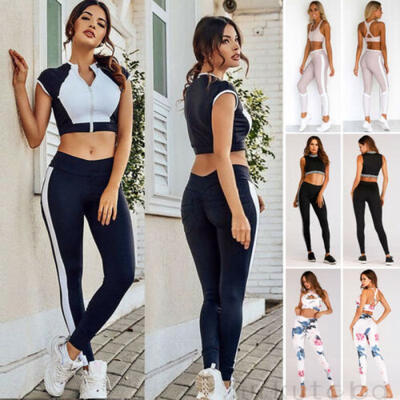 

Womens Sports Gym Yoga Running Fitness Leggings Athletic Clothes BraPants Sets