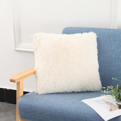 

Fluffy Plush Pillow Cover Square Decorative Throw Pillow Cover Soft Cushion Cover Pillowcases Without Core for Livingroom Couch So