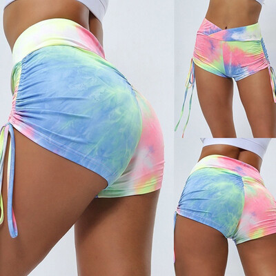 

Starmoon Womens Casual Print Pleated Leggings Sports Running Yoga Athletic Short Pants