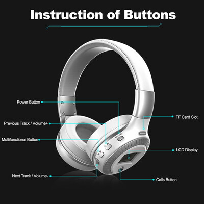 

ZEALOT B19 Bluetooth Headphone Wireless Stereo Earphone Foldable Over Ear Headset 35mm AUX In LCD Display FM Radio TF Card Slot w