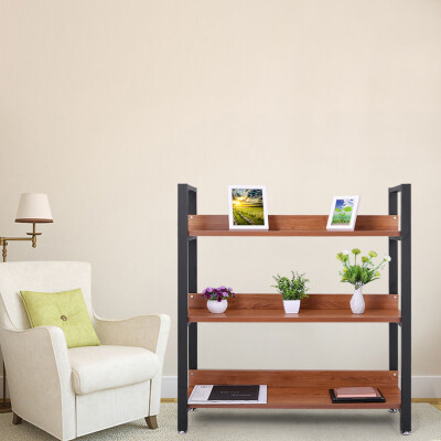 

Gobestart Creative Steel Wood Bookshelf Shelf Living Room Showcase Storage Shelf