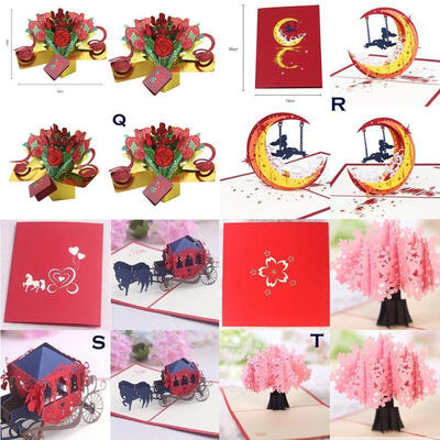 

Wedding Birthday Valentine Day Anniversary Christmas 3D Pop Up Greeting Card