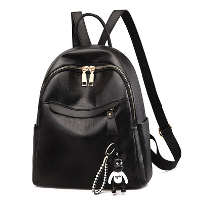 

Shoulder bag female 2019 new Korean casual wild multi-function backpack bear pendant zipper shoulder bag