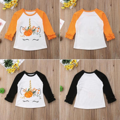 

2018 Halloween Toddler Baby Girls Kids Unicorn Long Sleeve Party Tops T-Shirt Clothes