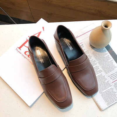 

High-heeled shoes women 2019 new net red lazy one pedal bean shoes night shoes Joker with thick documentary shoes women