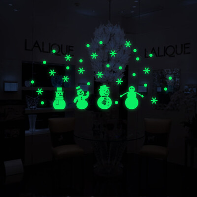 

Gobestart Christmas Glow Snowman Wall Stickers Living Room Luminous Stickers Window Decor