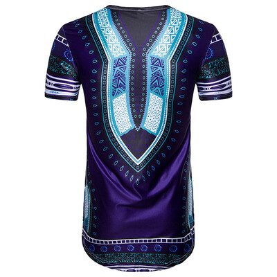 

Toponeto Mens Summer Casual African Print O Neck Pullover Short Sleeve T-shirt Top Blous