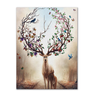 

Gobestart Modern Cartoon Elk Decoration Painting Living Room Entrance House Painting
