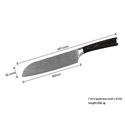 

Stainless steel dark brown color wooden handle big wave Damascus peel universal 6 piece set kitchen cutter