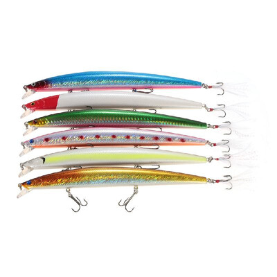 

Lixada 6PCS Diving Minnow Fishing Lures 22g 185mm 03-09M Artificial Bait Hard Fishing Lure Set Wobbler Bait with 6 Feather Hook