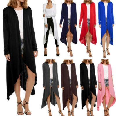 

Womens Full Length Maxi Cardigan Duster Open Front Sweater Long Sleeve Solids