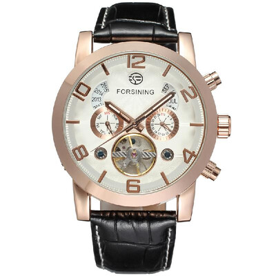 

Forsining Fashion Mens Watches Leather Band Noctilucent Mechanical Movement Waterproof Sports Business Analog Dial Wrist Watch fo