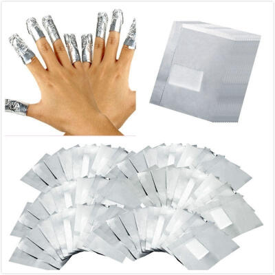 

100x Foil Nail Art Soak Off Acrylic Gel Polish Nail Wraps Remover Clean Aluminum
