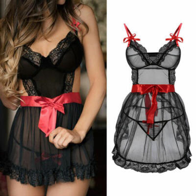 

Womens-Sexy-Lingerie-Sleepwear-Lace-G-string-Dress-Underwear-Babydoll-Nightwear