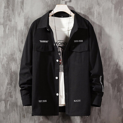 

Tailored Mens Casual Fashion Patchwork Lapel Muli-Pockets Long Sleeve Shirt Top Blouse