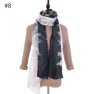 

Lace silk scarf cut flower embroidery large gradient color scarf hollowed out organza cotton scarf sunscreen shawl