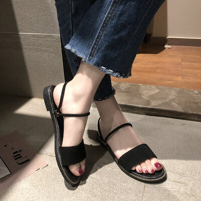 

Ladies with sandals Korean version 100 flat-bottomed fairies Roman shoes gentle shoes in the evening breeze