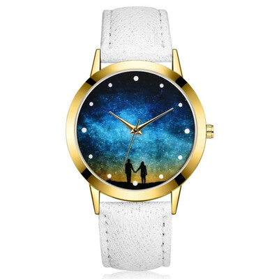 

High Quality Women Fashion Watches Starry Sky Creative Leather Band Analog Quartz Round Wrist Watch Clock Relojes Para Mujer