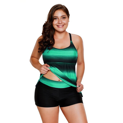 

Tube top cross strap flat angle split with chest pad Plus Size swimsuit