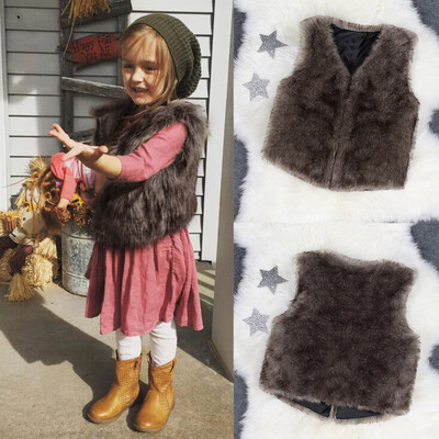 

Toddler Kids Baby Girl Winter Warm Clothes Faux Fur Waistcoat Thick Coat Outwear