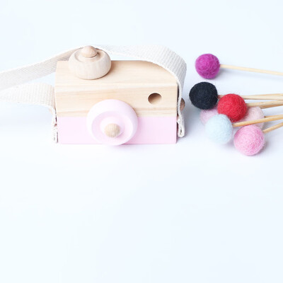 

Baby Kids Cute Wood Camera Toys Accessory Safe And Natural Toys
