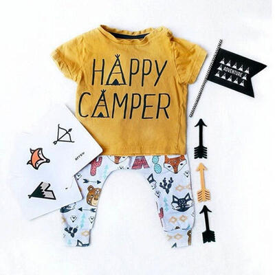 

Animals Print Newborn Baby Boys Girl Tops T shirt Pants Outfit Set Clothes