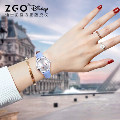 

Disney Student Watch Female Korean Waterproof Simple Quartz Watch Cute Cartoon Luminous Pointer Child Watch Girl 327 Silver Shell Blue Ribbon Mickey Mouse