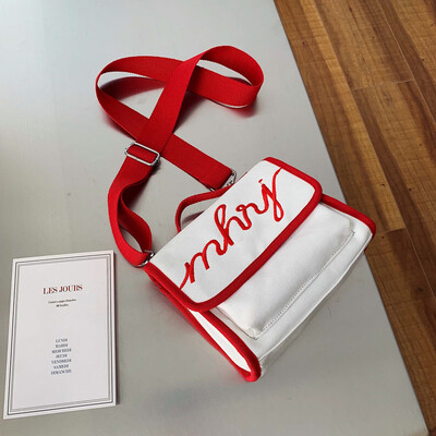 

Canvas Tote Bag Female New Korean Simple Strap One Shoulder Messenger Bag Contrast Color Small Square Bag Tide