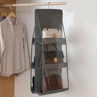 

New Style Packing Organizers Solid 6 Pocket Folding Hanging Handbag Storage Holder Organizer Rack Hook Hanger Fashion Hot 2019