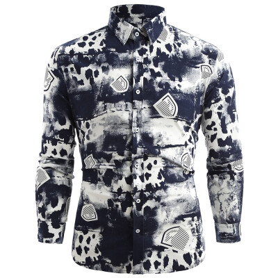 

Splash-ink Shield Print Long Sleeve Shirt