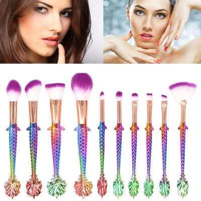 

〖Follure〗10Pcs Mermaid Make Up Foundation Eye shadow Makeup Brushes Eyeliner Brush