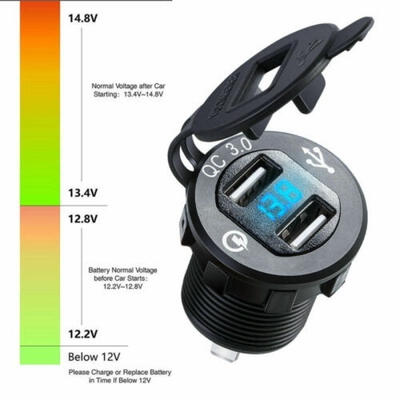 

12V-24V Motorcycle CNC Aluminum-alloy Quick Charge 30 Dual USB Charger Socket