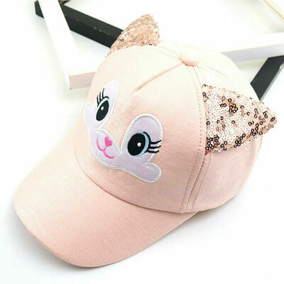 

Kids Children Girls Cartoon Baseball Cap Visor Sequins Cat Ears Snapback Sun Hat