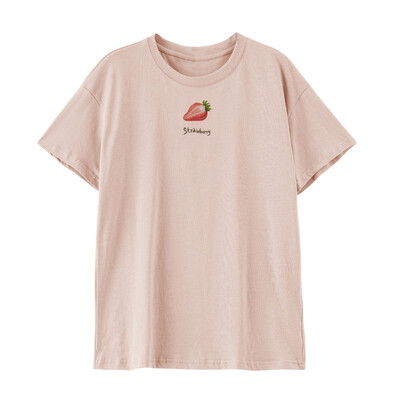 

Summer Women T-shirt Fruit Print Cotton T-shirts Female Cute Girls Tee Shirts Girls Pink Tops