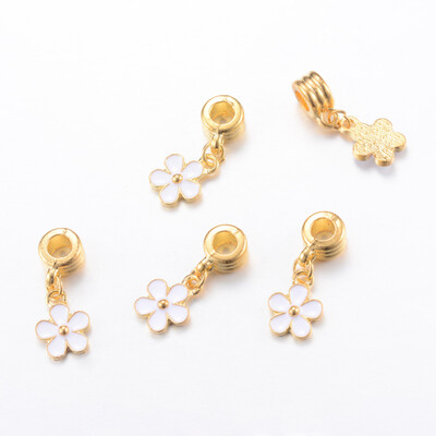 

Alloy European Dangle Beads with Enamel Flower Golden 28mm Hole 45mm