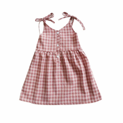 

Summer Sleeveless Dress Casual Baby Girls Plaid Pattern Strap Dress Cotton Kids Toddler Sleeveless Sundress