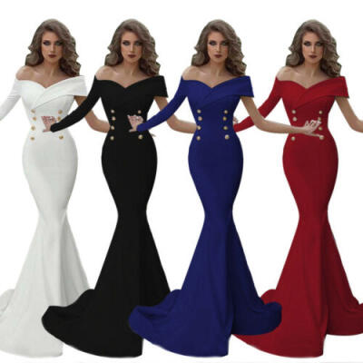 

Womens Evening Cocktail Fishtail Dress Party Ball Gown Formal Wedding Bridesmaid