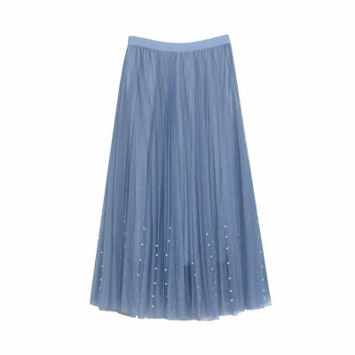 

Hot Women Tulle Tutu Long Elastic Waist Skirt Wedding Party Bead Mesh Maxi Dress